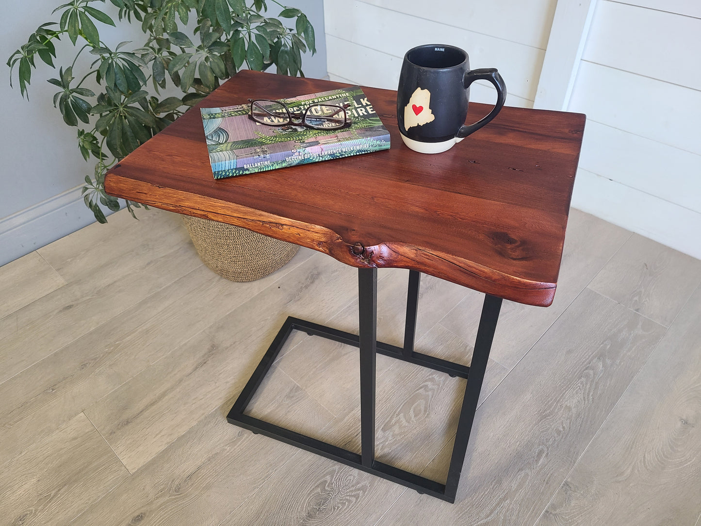C-Table with live edge, Laptop stand, Reclaimed Wood Side Table, TV tray table, Choose Your Finish