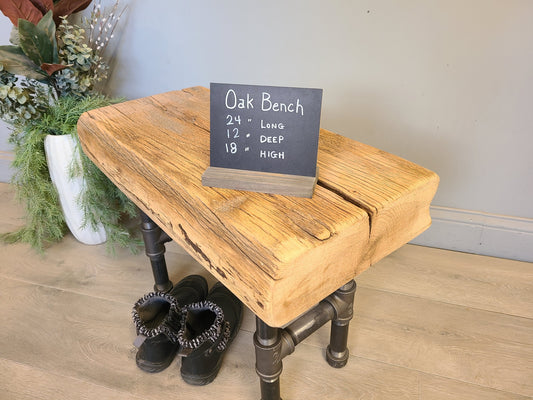 Oak Barn Beam Bench, 24", Reclaimed Wood Coffee Table C