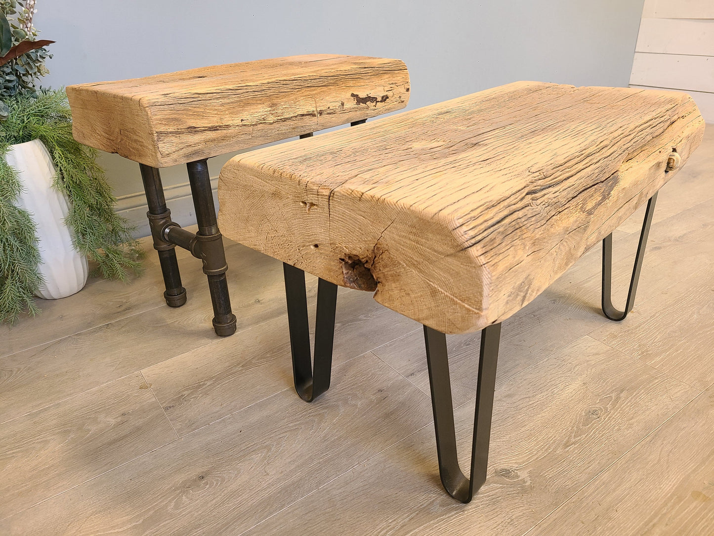 Oak Barn Beam Bench, 30", Reclaimed Wood Coffee Table D