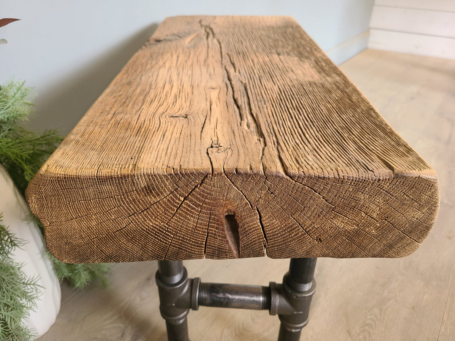 Oak Barn Beam Bench, 30", Reclaimed Wood Coffee Table D