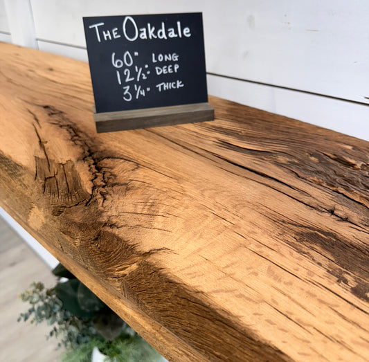 Oak fireplace mantel, 5 foot, old reclaimed wood, The Oakdale